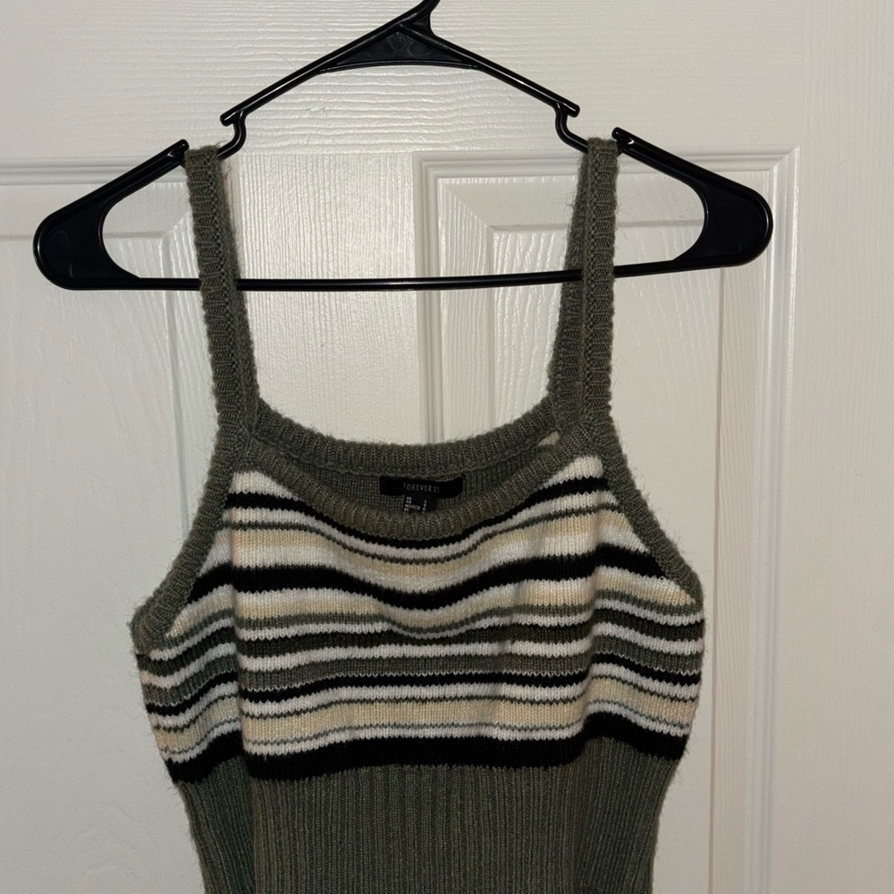Striped Green and Black Women's Top Sweater material